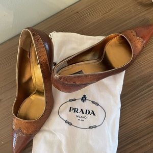 Prada heels, Brown and bronze. Vintage look but never worn. Size 40
